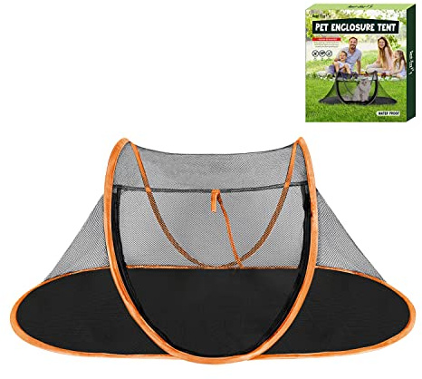 Cat Tent Outdoor, Pet Enclosure Tent Suitable for Cats and Small Animals, Indoor Playpen Portable Exercise Tent with Carry Bag(Orange)