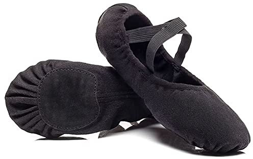 Ballettschuhe Damen Geteilte Ledersohle Ballettschläppchen Mädchen Ballett Trainings Schläppchen Tanzschuhe Frauen Spitzenschuhe Schwarz 40