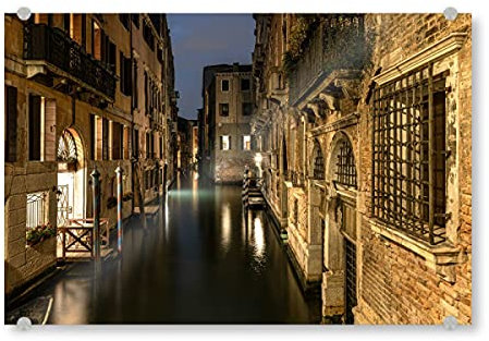 artboxONE Acrylglasbild 60x40 cm Städte Venezianischer Kanal bei Nacht - Bild venedig Architecture Architektur