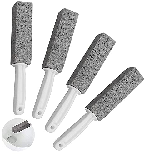 Guichangkai 4Pcs Pumice Cleaning Stone with Handle Toilet Bowl Ring Remover Cleaner Brush Stains Hard Water Ring Remover Rust Grill Griddle Cleaner for Kitchen Bath Pool Household Cleaning, Grey