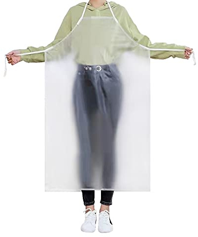 Kvimvty 2 Pack Unisex 47 x 27.5 inches Heavy Duty Transparent PVC Waterproof Apron, Keeps You Clean and Dry When Dishes Washing Kitchen Cooking, Clear, over 15 years old
