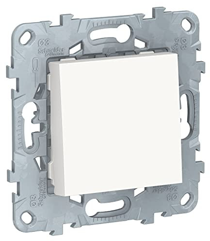 Schneider - Interrupteur Va-et-Vient 10A Blanc Unica Déco, Tension 250V, Finition Brillante, Dimensions 60x60x35 mm, IP21, Norme CE, Idéal pour Éclairage Domestique et Raccordement Téléphonique