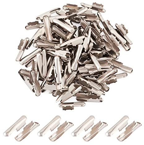 Craftdady 100 Stück Metallhaken Kordelend-Crimpen Eisenrohr halbe Abdeckung Crimp-Endkappen Platin 16 x 3,2 mm für Schmuckherstellung