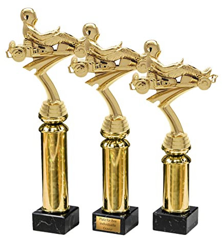 eberin – Go-Kart Pokal in 3 Größen – Motorsport Trophäe Award mit Wunschgravur – Pokale Kart, Ehrenpreis