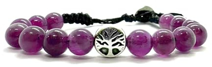 Armband av livets träd i hårda stenar, fruktsamhet, överflöd, symbol för familj och vårt ursprung | Bra present till dam | Mors dag - justerbar unisex, Taglia unica, Sten Bomull, Landskapsjaspis