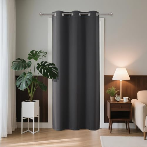 Joydeco Verdunklungsvorhänge 1 Stück, Türvorhang Blickdichte Türgardine,Tür Vorhang mit Ösen Thermo Kälteschutz Hitzeschutz Schallschutz für Schlafzimmer Wohnzimmer（Dunkelgrau，1xH158xB132）