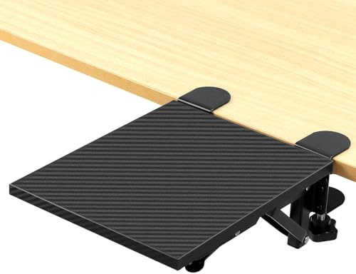 QWORK® Datorarmstöd för skrivbord, vikbar skrivbordsförlängare, 20 x 24 cm/7,8 tum x 9,4 tum, kläm-på design, för hem och kontor