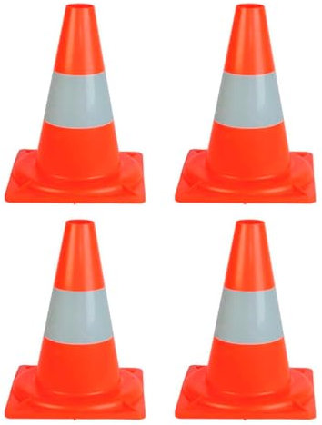 Acan Tradineur - Pack de 4 Conos de tráfico Reflectantes, señalización, Seguridad en Carretera, demarcación, Deporte, Obras (Naranja - 30 x 22,5 x 22,5 cm)