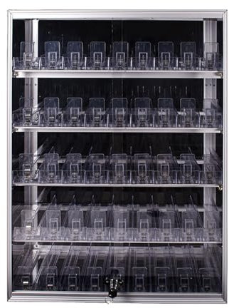 XPLKQXE Zigarettenständer, Automatischer Zigarettenschachtel-Schieber, Streichholzschachtel-Vitrine, Schiebetür Schloss, Zigaretten-Trennwand, Markt, Laden(63.5x17.5x90cm)