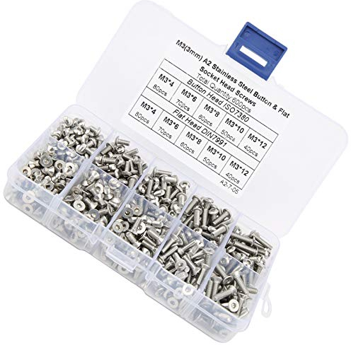 Sechskantschrauben-Set aus Edelstahl 304, 600-teiliges Pan-/Box-Hardware-Zubehör mit Sechskantschrauben mit Flachem Kopf, Ideal für Heim- und Bürogeräte