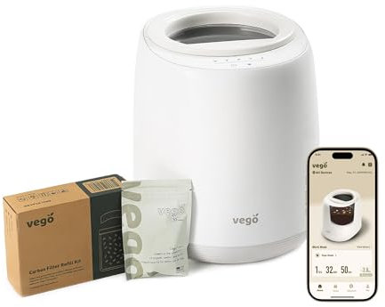 Vego Kitchen Composter, 4L Electric Composter Countertop 5 Modes Weight-Based Smart Compost Bin with App Odorless Auto-Cleaning Food Waste Compost Machine Indoor, White