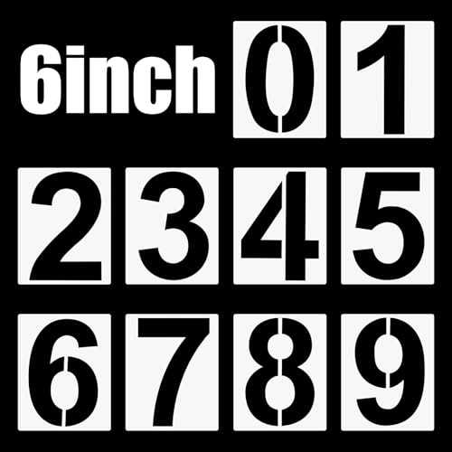 Set di stencil da 15,2 cm con numeri da 0 a 9, stencil digitali in plastica riutilizzabili per torte, stencil per cassette postali, cartelli, parcheggio, numeri civici, decorazione da parete, 10 pezzi