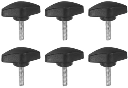 QUARKZMAN 6 Stück Rändelschraube Flügelschrauben Kunststoff T-Flügelknöpfe M5 x 20mm Metrische männliche Gewindestifte T-Kopf Kunststoffknöpfe Daumenschrauben Daumenschraube, Schwarz