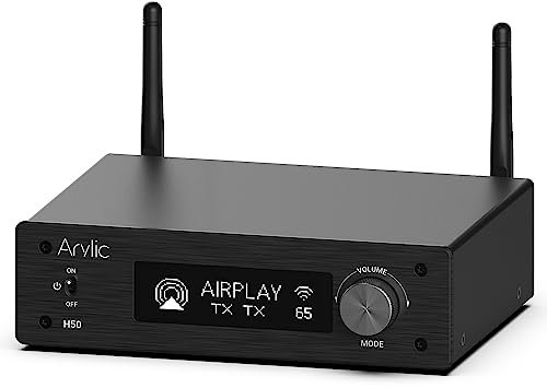 AAcrylic H50 Hi-Fi 50 W x 2 WiFi ljudförstärkare med Bluetooth aptX HD, HDMI ARC, AirPlay 2 och Spotify Streaming för trådlös hemmusik. Stöd för överföring och mottagning av musik