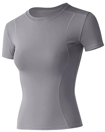 EOAMGO Sport T-Shirt Damen Fitness, Sport Shirts Gym Oberteile für Damen, Yoga Shirt Sport Top Sportkleidung Frauen, Funktionsshirt Laufshirt Kurzarm, Kompressionsshirt Sportsachen Trainingsshirt, M
