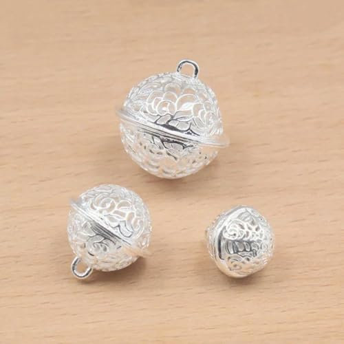 5 Stück/Packung Hohle Weihnachtsglocke für Haus, Garten, Hochzeit, Party, Dekoration, DIY, handgefertigt, Ohrring-Anhänger, Bastelzubehör, Silber, 26 mm