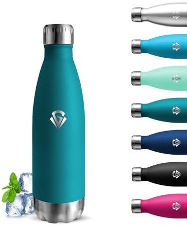 Grsta Botella Agua Acero Inoxidable, 500ml Botella Termica, A Prueba de Fugas, Cantimplora Acero Inoxidable, Aislamiento al Vacío, Botella sin Bpa, Termo para la Escuela, Cafetería, Oficina, Viajar