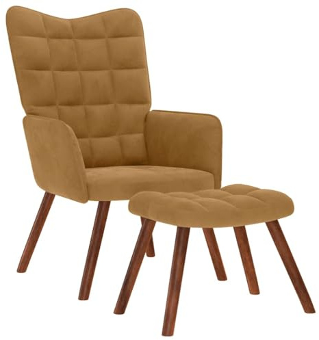 vidaXL Relaxsessel mit Hocker Braun Samt