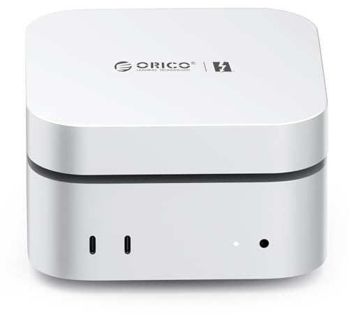 ORICO MiniMate 1TB Extreme SSD para Mac Mini M4/M4 Pro, 80Gbps SSD Portátil De Aluminio, Compatible con Thunderbolt 5/4/USB4, Plata M4T5