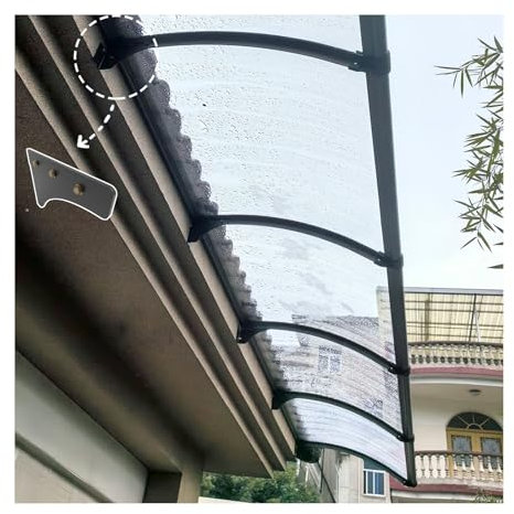ZHENGQIAN Auvent de Porte d'Entrée Design,auvent Marquise de Porte d entrée,Auvent Fenêtre Incurvé Contre Pluie Neige UV,Capacité de Charge Ultra-résistante de 100 kg(65x210cm/25.6x83in)