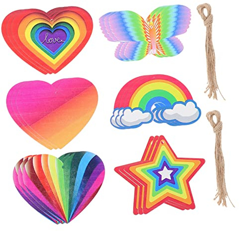 MAGICLULU 2 Set Ciondolo Decorativo in Legno Decorazioni Natalizie Arredamento Del Matrimonio Trucioli Di Legno Dalla Forma Unica Ornamenti Colorati Per Etichette Sospese Colorful 18 Pezzi*2