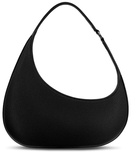 cuiab Piccola borsa a tracolla da donna - Borsa da sera leggera in pelle vegana, borsa da sera alla moda da donna elegante, Duro e nero, Small, Borsa Mezzaluna