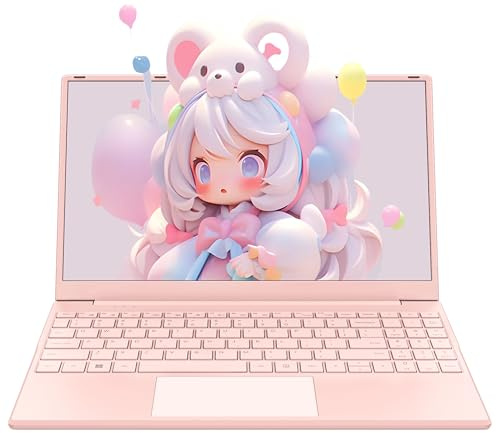 Amita Pastellrosa Laptop 14 Zoll Full HD, 16 GB RAM, M.2 SSD, N5095 Prozessor, Notebook mit Nummernblock, Kameraabdeckung, Mini HDMI (16GB RAM | 1TB SSD)
