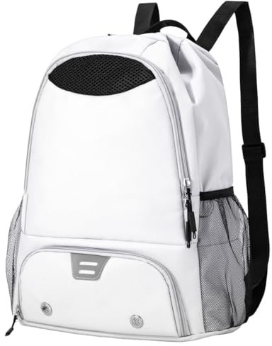 Vmokki Sporttasche Turnbeutel mit Ballfach, Schuhfach, Nassfach, Sport Basketball Rucksack mit Kordelzug Wasserdicht Leicht Damen Herren (Weiß)