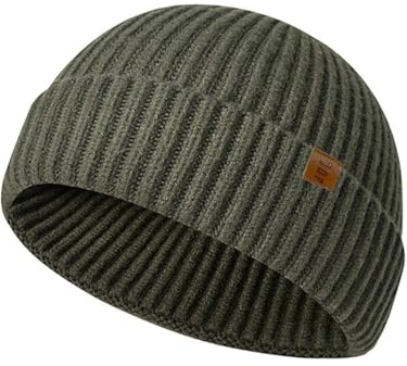 Joligiao Unisex Retro Trawler Winter Beanie Hat Baseballkappe Blickdicht Beanie Mütze Winter Warme Wintermuetze Strickmuetze Fisherman Beanie Rollup Edge Schädeldecke(Dunkelgrün,Einheitsgröße)