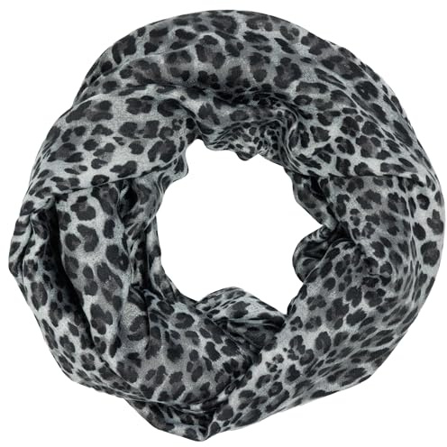Caspar Leichter Damen Loop Schal samtweicher Viskose Halstuch mit exotischem Leo Muster Animal Print - SC546
