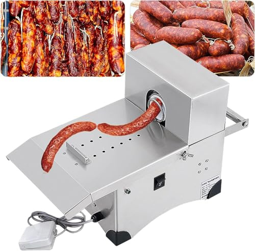 Legatrice elettrica per salsicce, legatrice elettrica per salsicce da 200 W, in acciaio inossidabile, per uso domestico in cucine di ristoranti commerciali, insaccatrice per salsicce, 2 modalità, lu