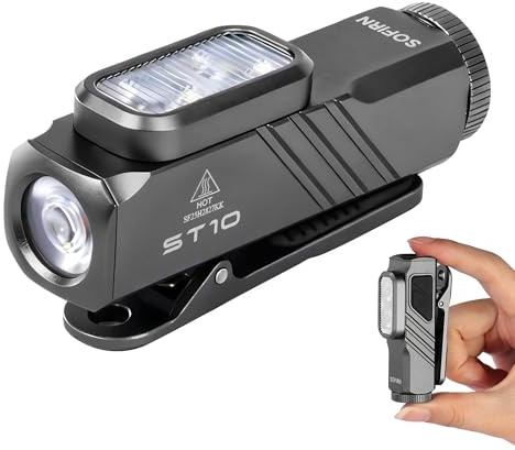 sofirn ST10 EDC Clip-ON Flashlight Rechargeable with 660nm Deep Red Light, 1000 Lumens Bright IPX6 Multi-Mode Magnetic Small Pocket Light for Signaling, Cycling, Camping
