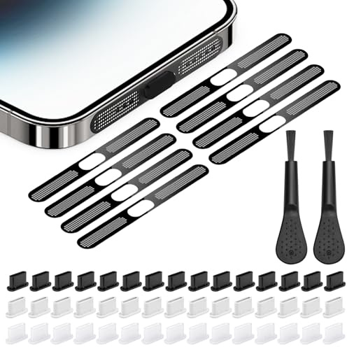 55PCS USB C Dust Plug Silicone Charging Port Cover Type C USB Port Cleaner | with Cleaning Brush Charging Port Cleaning Kit USB C Port Cover Waterproof USB C Protector for All Type-C Smartphones Tablets