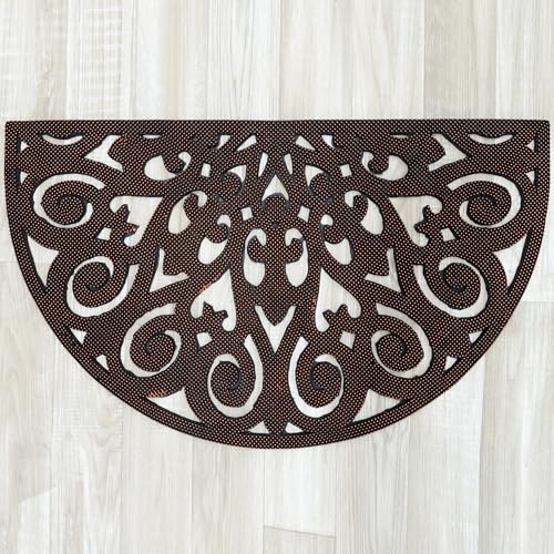 Casa Service FLODRESS Zerbino Gomma 45x75 cm Rettangolare per Ingresso, da Esterno, Stile Ferro Battuto, Decorato, Resistente, Antiscivolo, Drenante (Copper)