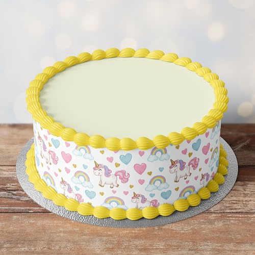 Edible Pre-Cut Unicorn Style Border Ribbon Cake Wrap x 3 Fondant Cake Topper Decoration - Ideal For Decorating Your Cakes And Easy To Use