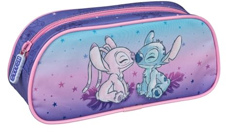 Undercover Lilo & Stitch Trousse pour enfant avec motif Stitch et Angel - Violet rose et bleu - 22,5 x 9,5 x 9 cm - Pour l'école