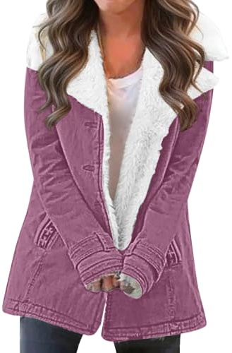 Veste en jean pour femme - Grande taille - Doublure en polaire Sherpa - Manteau d'hiver chaud à revers - Veste en jean décontractée