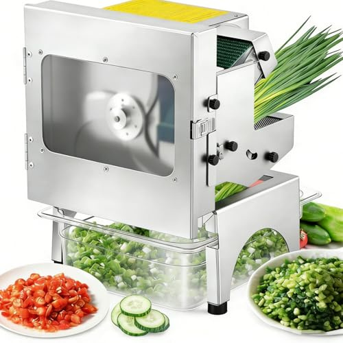 Affettatrice per cipollotti professionale da 300 kg/h, tagliaverdure elettrico da 200 W, tritatutto per cipollotti, robot da cucina e tritatutto per verdure, spessore 1,3-35 mm, 700 giri/min.
