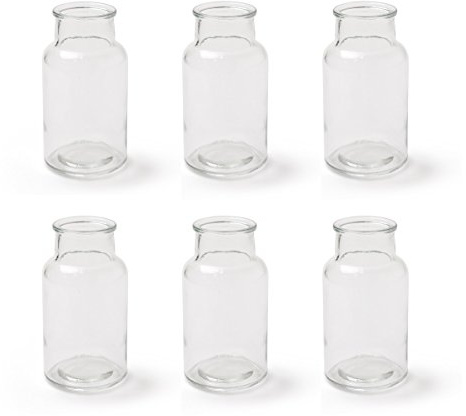 ZARTMANN LIVING Glasflasche Braxton - 6er Set - 14 cm - Glasvase - Tischvase - Klar - Tischdeko für Hochzeit, Taufe, Geburtstag, Gartenparty, Jubiläum, Kommunion, Konfirmation