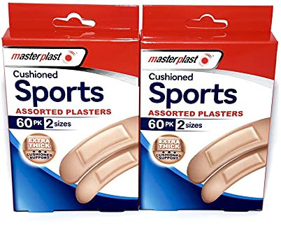 Cushioned Sports Assorted Plasters - 120 in total - Box contains 2 sizes