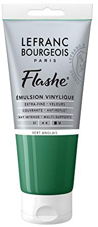 Lefranc Bourgeois Flashe, Extra-Fine Acrylic Vinyl Emulsion, Artists Quality, Chrome Green, 80ml Tube