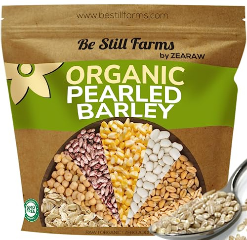 Be Still Farms Organic Pearl Barley Grain (4.8lb) - Pearled Barley Seeds for Soup Pot in Bulk - Not Hulled | Similar to Hulless Barley | Quick Cook Barley for Porridge Cereal | USDA Organic | Vegan