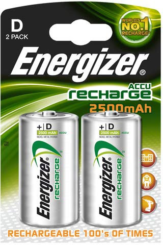 Energizer® Accumulatore, nichel metallico, mono, D, HR20, 1,2 V, 2500 mAh (2 pezzi), riceverete 1 confezione da 2 pezzi