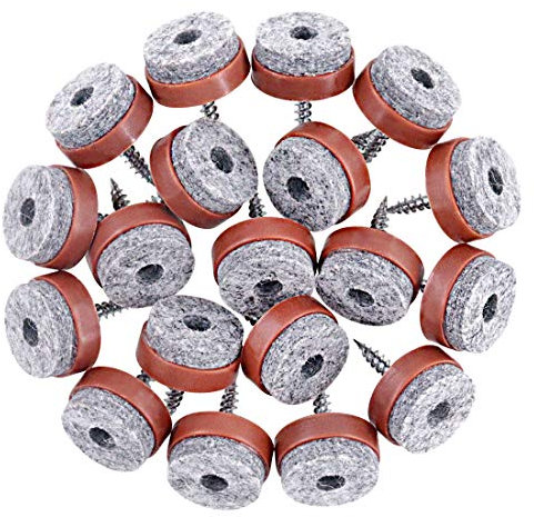 Swpeet 52Pcs 20mm Brown Furniture Felt Pads Non Slip Furniture Pads with Screw-on Felt Pad Furniture Slider Floor Protector for Wooden Leg Feet of Chair Table Sofa