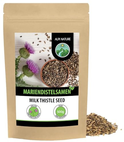 Alpi Nature Semi di Cardo Mariano Interi 500g, Semi per la Preparazione di Cardo Mariano Tisana