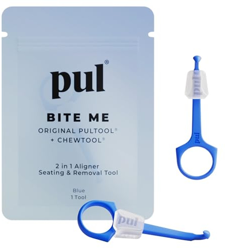 PUL System Aligner Chewies och Removal Tool Combo för Invisalign och Aligners (2 Pack, Blue)