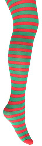 mysasi Medias de rayas para mujer, color verde esmeralda y rojo, talla M., Rojo y esmeralda, M