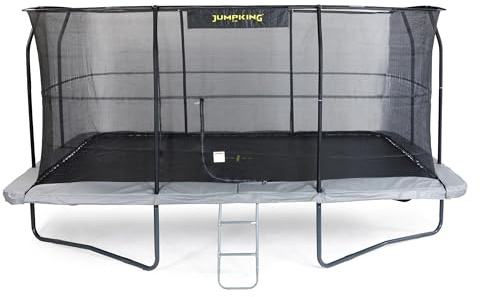 Jumpking 11.5ft x 16ft Rectangular Pro Trampoline With Safety Enclosure Net & Ladder ❘ Outdoor Garden Trampoline For Adults & Kids With 110gsm Net & Hard Wearing Surround Pad - 10 Year Warranty