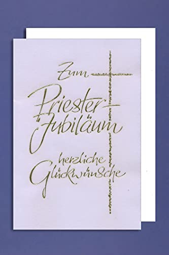 AvanCarte Priester Jubiläum Grußkarte Karte Glückwünsche Gold Druck 16x11 cm