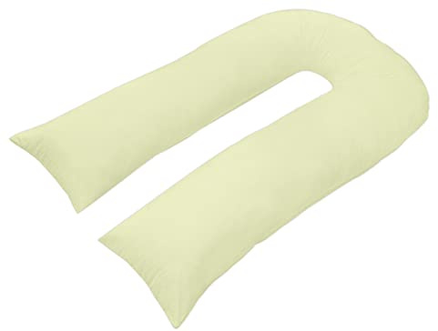 ARLINENS 12 Ft Comfort Long U Shaped Full Body & Back Support Pillow Extra Fill With Hollow Fiber- Soft Cuddle Nursing, Pregnancy & Leg Support Pillow with Free Pillowcase (Cream)